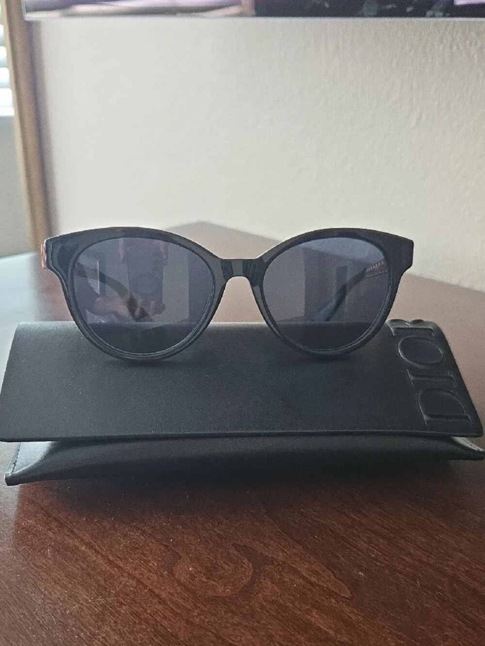 Dior Black Frame Sunglasses with Gold Temples
